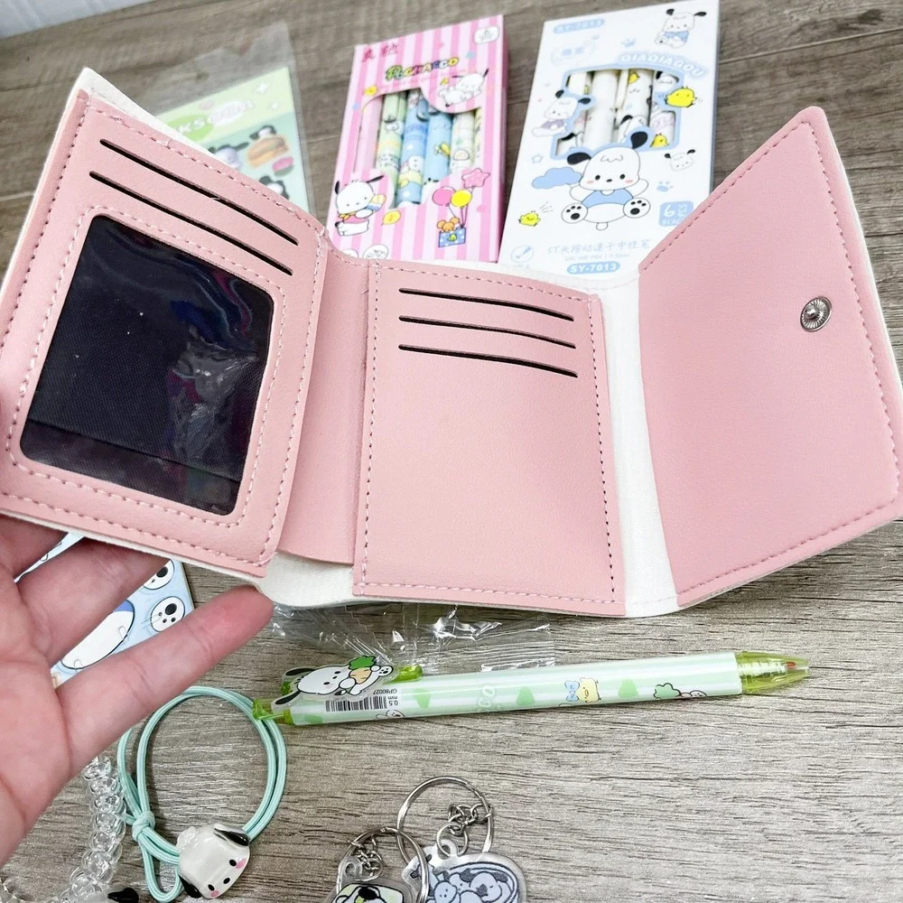Sanrio Pochacco Stationery Accessory Bundle Wallet Pens Stickers Keychains Set